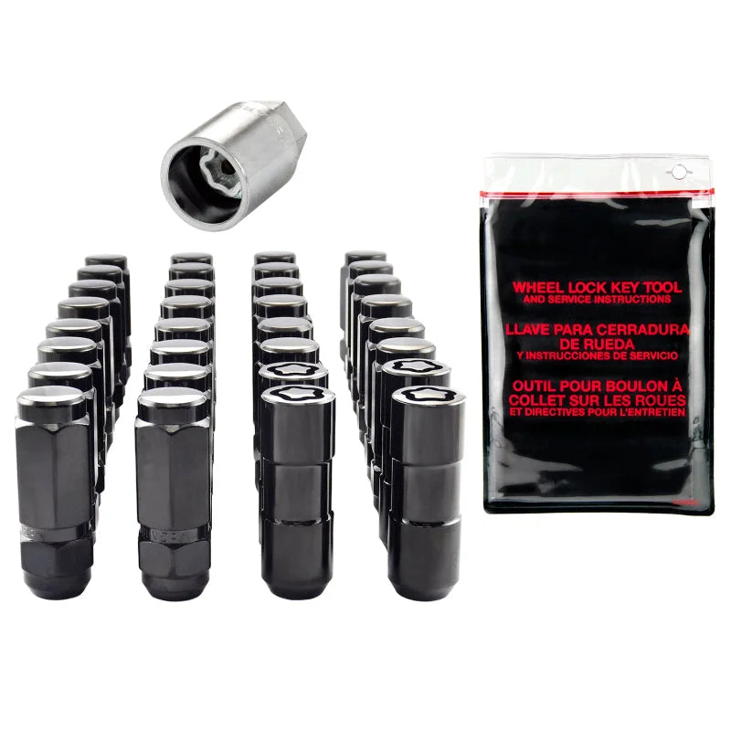 McGard 8 Lug Hex Install Kit w/Locks (Cone Seat Nut / Duplex) 9/16-18 / 7/8 Hex / 2.5in. L - Black - Back View