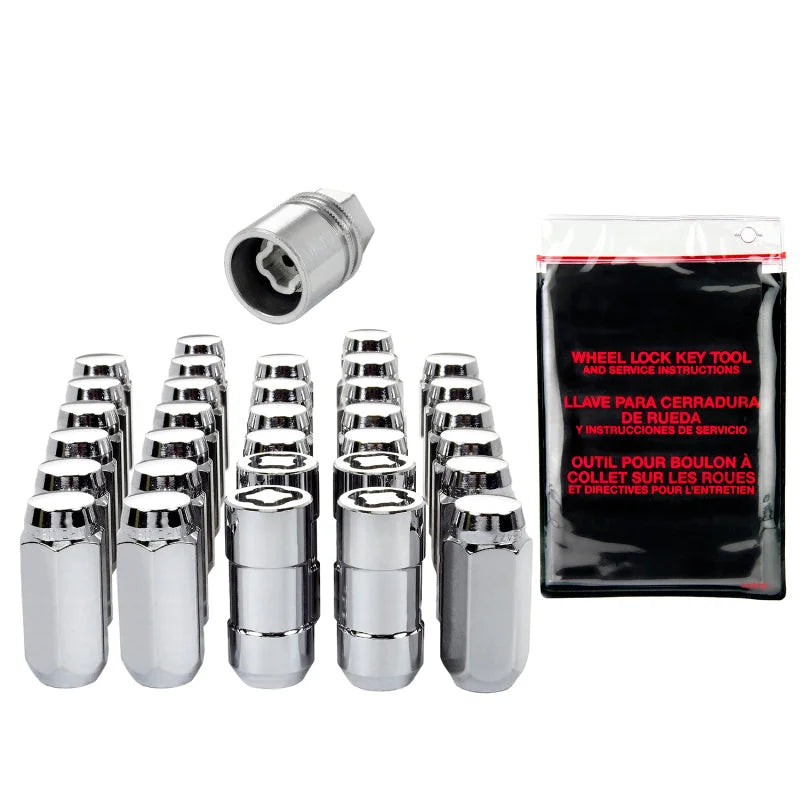 McGard 8 Lug Hex Install Kit w/Locks (Cone Seat Nut) M14X1.5 / 13/16 Hex / 1.945in. L - Chrome - Back View