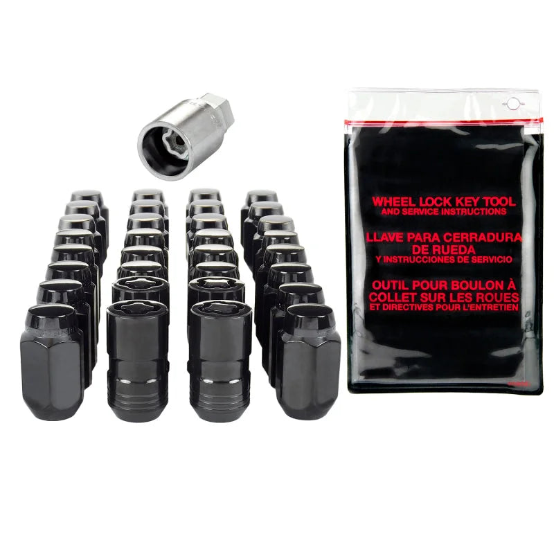 McGard 8 Lug Hex Install Kit w/Locks (Cone Seat Nut) M14X1.5 / 22mm Hex / 1.635in. Length - Black - Side View