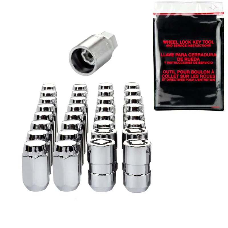 McGard 8 Lug Hex Install Kit w/Locks (Cone Seat Nut) M14X1.5 / 22mm Hex / 1.635in. Length - Chrome - Back View
