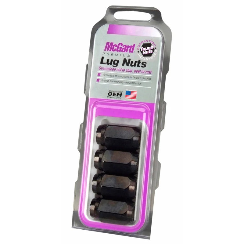 McGard Hex Lug Nut (Cone Seat) 1/2-20 / 13/16 Hex / 1.5in. Length (4-Pack) - Black - Side View