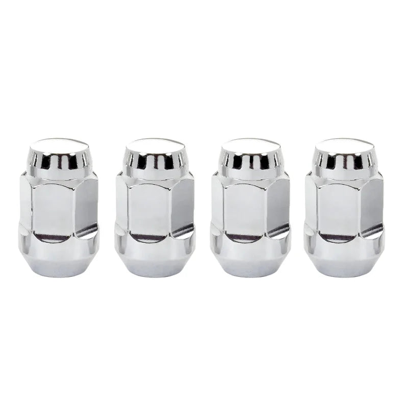 McGard Hex Lug Nut (Cone Seat Bulge Style) M12X1.5 / 3/4 Hex / 1.45in. Length (4-Pack) - Chrome - Main Product View