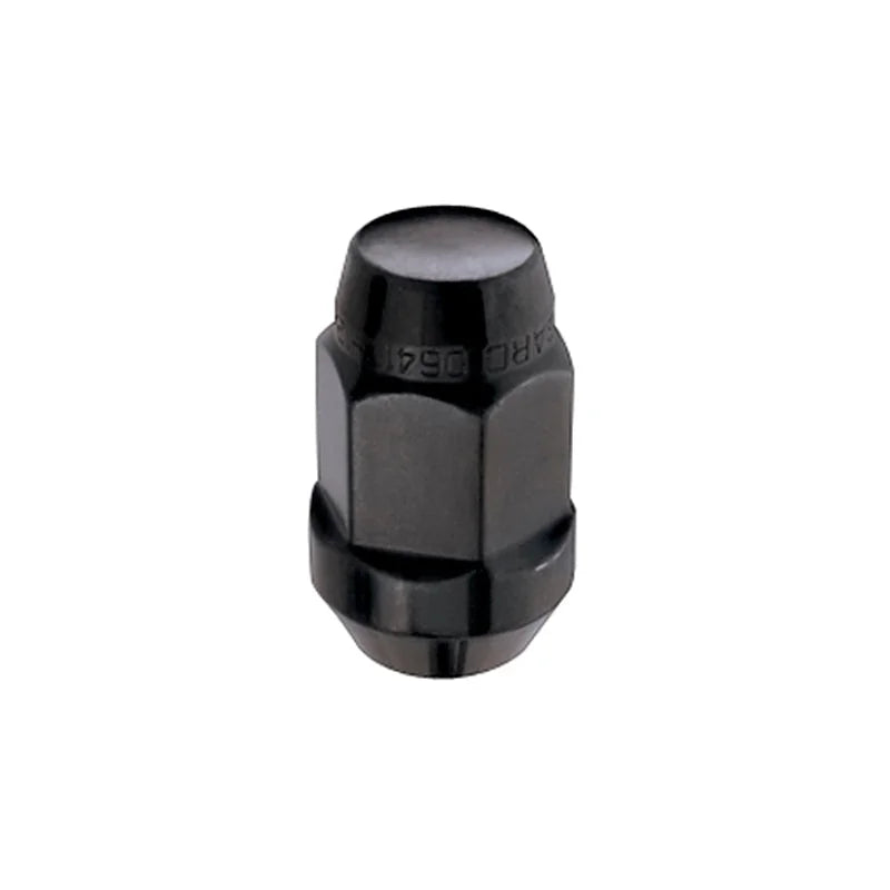 McGard Hex Lug Nut (Cone Seat Bulge Style) M14X1.5 / 22mm Hex / 1.635in. Length (4-Pack) - Black - Side View