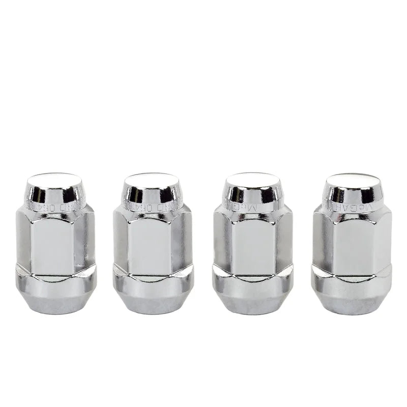 McGard Hex Lug Nut (Cone Seat Bulge Style) M14X1.5 / 22mm Hex / 1.635in. Length (4-Pack) - Chrome - Back View