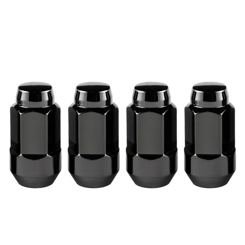 McGard Hex Lug Nut (Cone Seat Bulge Style) M14X1.5 / 22mm Hex / 1.945in. Length (4-Pack) - Black - Back View