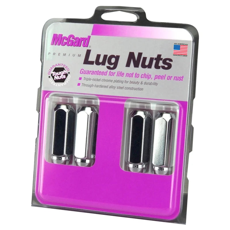 McGard Hex Lug Nut (Cone Seat / Duplex) M14X2.0 / 13/16 Hex / 2.25in. Length (4-Pack) - Chrome - Detail View
