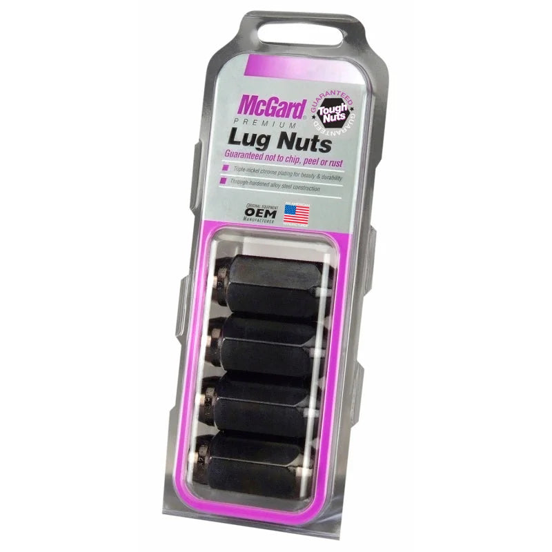 McGard Hex Lug Nut (Cone Seat) M14X1.5 / 22mm Hex / 1.945in. Length (4-Pack) - Black - Main Product View
