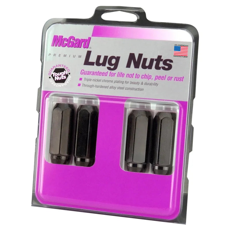 McGard Hex Lug Nut (Cone Seat) M14X2.0 / 13/16 Hex / 2.25in. Length (4-Pack) - Black - Back View