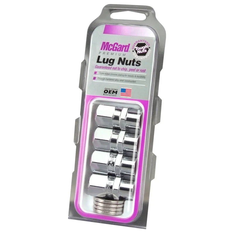 McGard Hex Lug Nut (Drag Racing Short Shank) 7/16-20 / 13/16 Hex / 1.6in. Length (4-Pack) - Chrome - Detail View