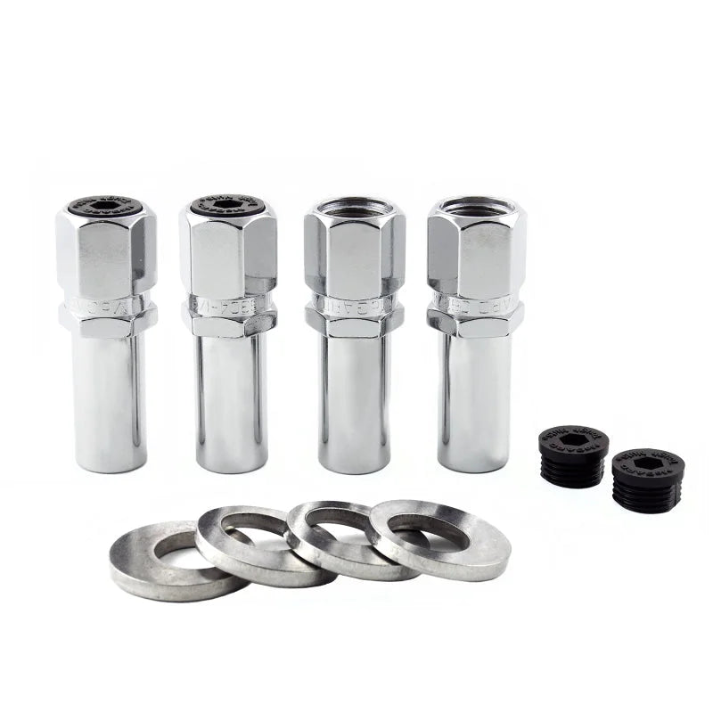 McGard Hex Lug Nut (Drag Racing X-Long Shank) 1/2-20 / 13/16 Hex / 2.475in. Length (4-Pack) - Chrome - Side View