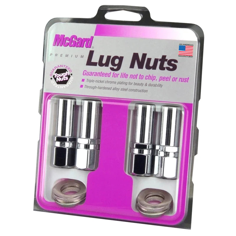 McGard Hex Lug Nut (Drag Racing X-Long Shank) 7/16-20 / 13/16 Hex / 2.475in. Length (4-Pk) - Chrome - Main Product View