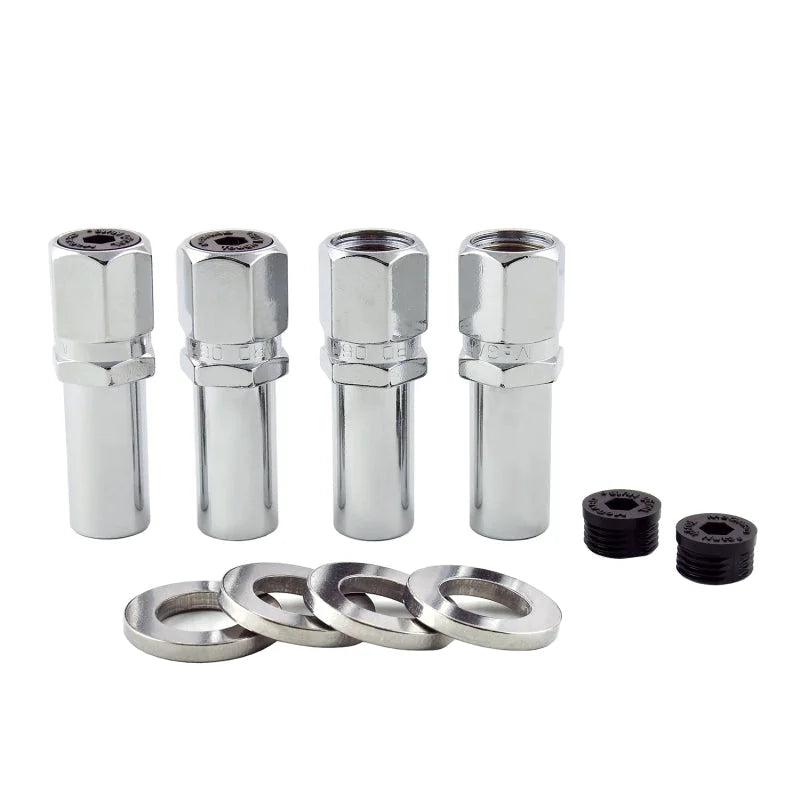McGard Hex Lug Nut (Drag Racing X-Long Shank) 7/16-20 / 13/16 Hex / 2.475in. Length (4-Pk) - Chrome - Side View