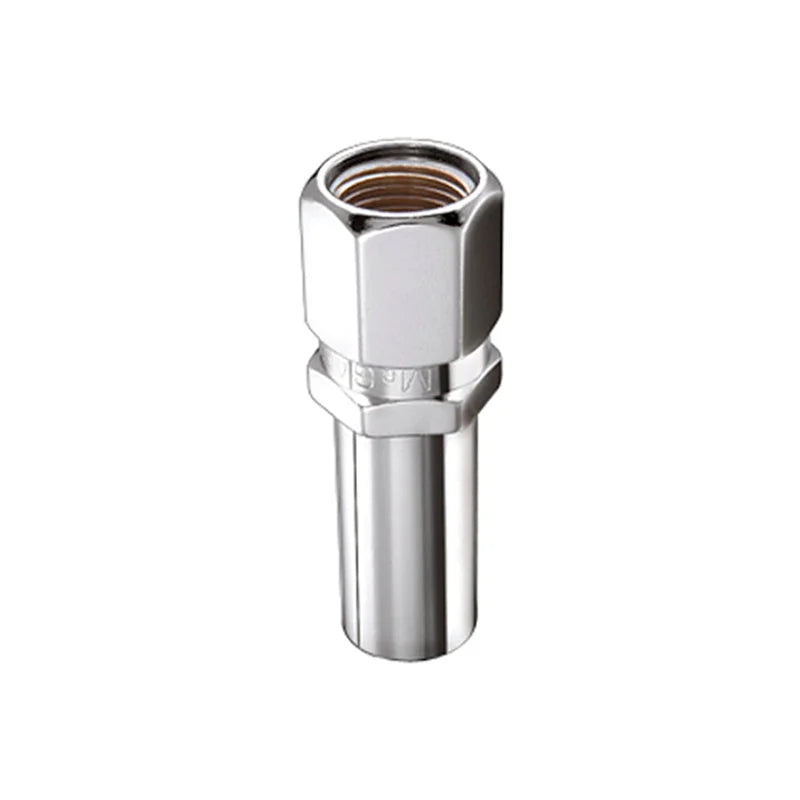 McGard Hex Lug Nut (Drag Racing X-Long Shank) 7/16-20 / 13/16 Hex / 2.475in. Length (4-Pk) - Chrome - Detail View