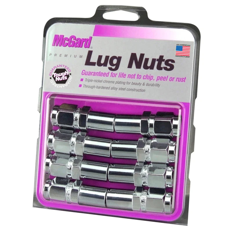 McGard Hex Lug Nut (Long Shank - 1in. / Duplex) 1/2-20 / 7/8 Hex / 2.425in. Length (8-Pack) - Chrome - Side View