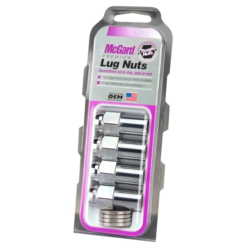 McGard Hex Lug Nut (Long Shank - .946in.) M12X1.5 / 13/16 Hex / 1.85in. Length (4-pack) - Chrome - Detail View
