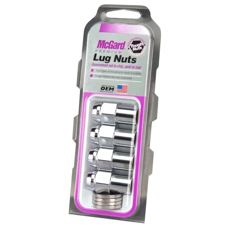McGard Hex Lug Nut (Reg. Shank - .746in.) 7/16-20 / 13/16 Hex / 1.65in. Length (4-Pack) - Chrome - Detail View