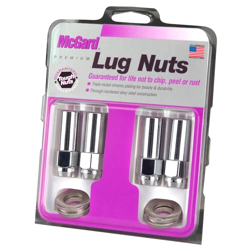McGard Hex Lug Nut (X-Long Shank - 1.365in.) 1/2-20 / 13/16 Hex / 2.27in. Length (4-Pack) - Chrome - Detail View