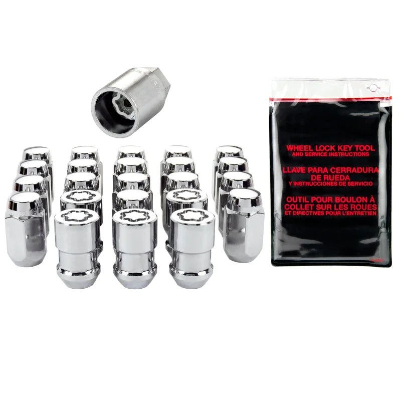 McGard Jeep Wrangler Hex Install Kit (Cone Seat) 1/2-20 / 13/16 Hex (18 Lug Nuts / 5 Locks) - Chrome - Back View