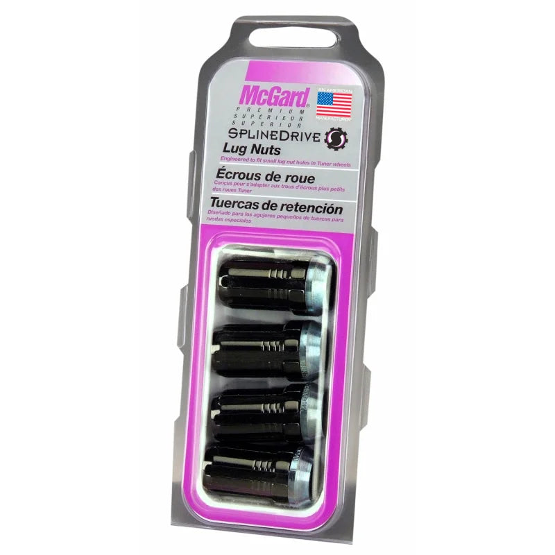 McGard SplineDrive Lug Nut (Cone Seat) M14X1.5 / 1.648in. Length (4-Pack) - Black (Req. Tool) - Side View