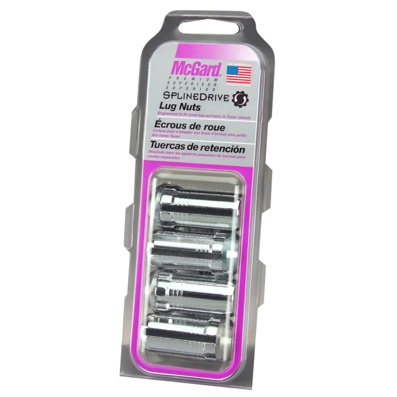 McGard SplineDrive Lug Nut (Cone Seat) M14X1.5 / 1.648in. Length (4-Pack) - Chrome (Req. Tool) - Side View