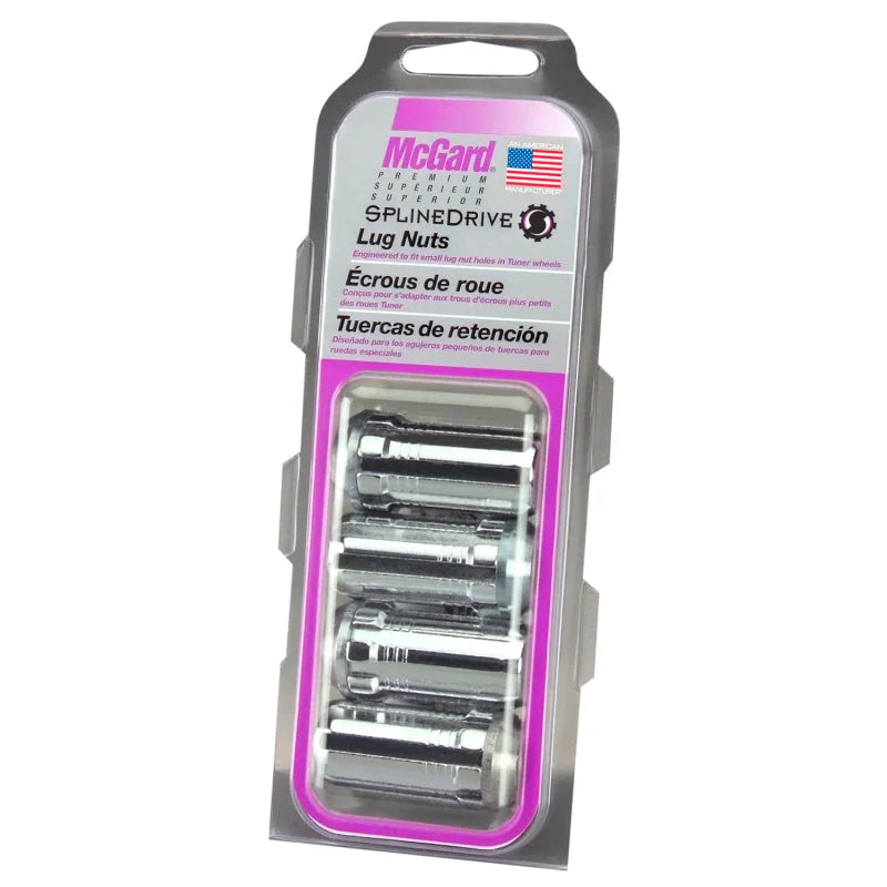 McGard SplineDrive Lug Nut (Cone Seat) M14X1.5 / 1.935in. Length (4-Pack) - Chrome (Req. Tool) - Side View