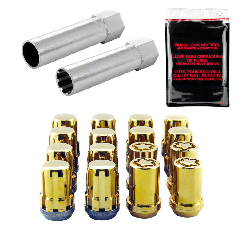 McGard SplineDrive Tuner 4 Lug Install Kit w/Locks & Tool (Cone) M12X1.25 / 13/16 Hex - Gold - Main Product View