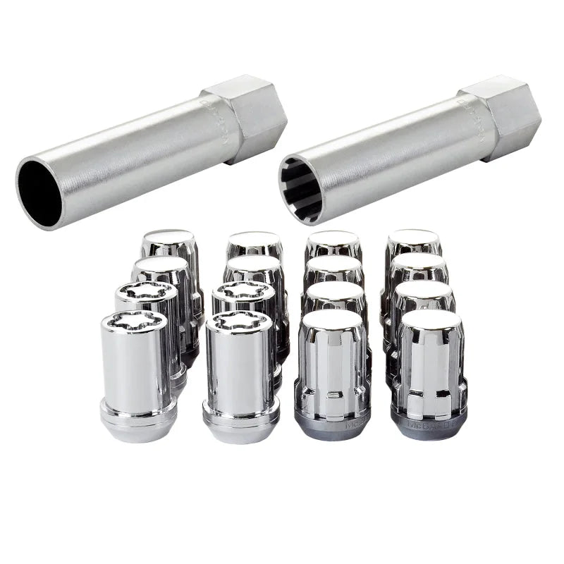 McGard SplineDrive Tuner 4 Lug Install Kit w/Locks & Tool (Cone) M12x1.5 / 13/16 Hex - Chrome (CS) - Detail View