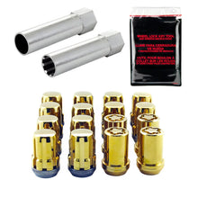 Load image into Gallery viewer, McGard SplineDrive Tuner 4 Lug Install Kit w/Locks &amp; Tool (Cone) M12X1.5 / 13/16 Hex - Gold - Side View
