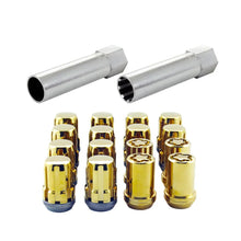 Load image into Gallery viewer, McGard SplineDrive Tuner 4 Lug Install Kit w/Locks &amp; Tool (Cone) M12x1.5 / 13/16 Hex - Gold (CS) - Side View