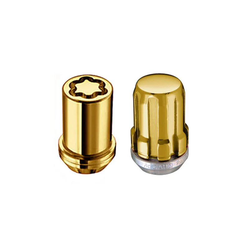McGard SplineDrive Tuner 4 Lug Install Kit w/Locks & Tool (Cone) M12x1.5 / 13/16 Hex - Gold (CS) - Detail View
