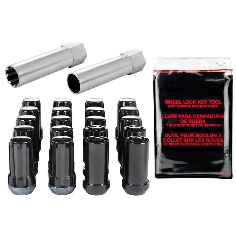 McGard SplineDrive Tuner 5 Lug Install Kit w/Locks & Tool (Cone) 1/2-20 / 13/16 Hex / 1.6in. L - Blk - Back View