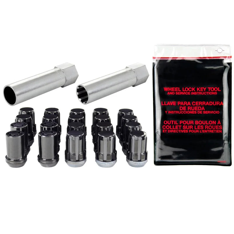 McGard SplineDrive Tuner 5 Lug Install Kit w/Locks & Tool (Cone) M12X1.25 / 13/16 Hex - Black - Side View