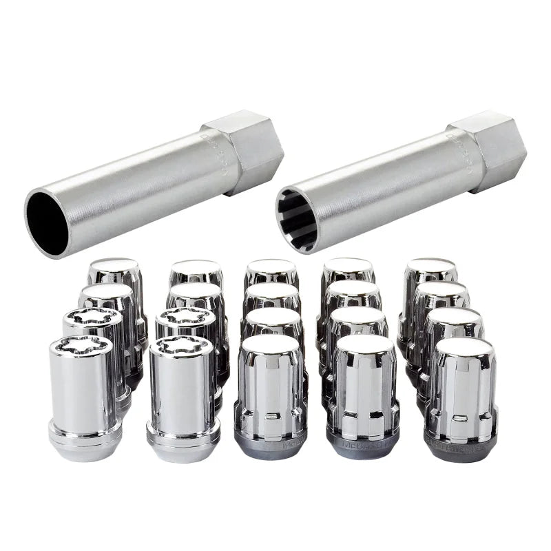 McGard SplineDrive Tuner 5 Lug Install Kit w/Locks & Tool (Cone) M12x1.25 / 13/16 Hex - Chrome (CS) - Detail View