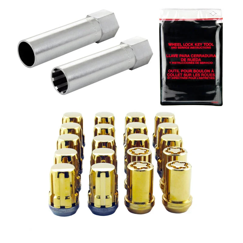 McGard SplineDrive Tuner 5 Lug Install Kit w/Locks & Tool (Cone) M12X1.25 / 13/16 Hex - Gold - Main Product View