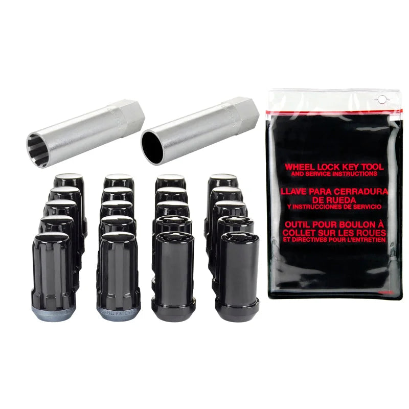 McGard SplineDrive Tuner 5 Lug Install Kit w/Locks & Tool (Cone) M14X1.5 / 1in. Hex - Blk - Side View