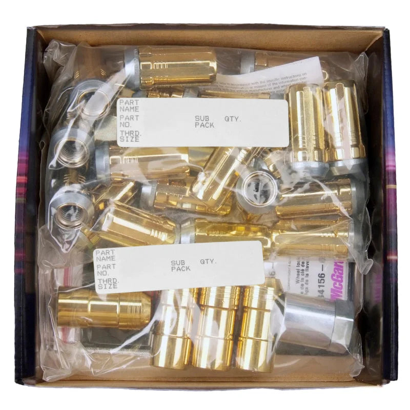 McGard SplineDrive Tuner 6 Lug Install Kit w/Locks & Tool (Cone) M14X1.5 / 1in. Hex - Gold - Installation View