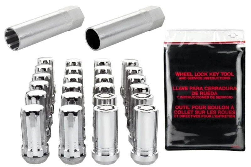 McGard SplineDrive Tuner 6 Lug Install Kit w/Locks & Tool (Cone) M14X1.5 / 22mm Hex - Chrome - Installation View