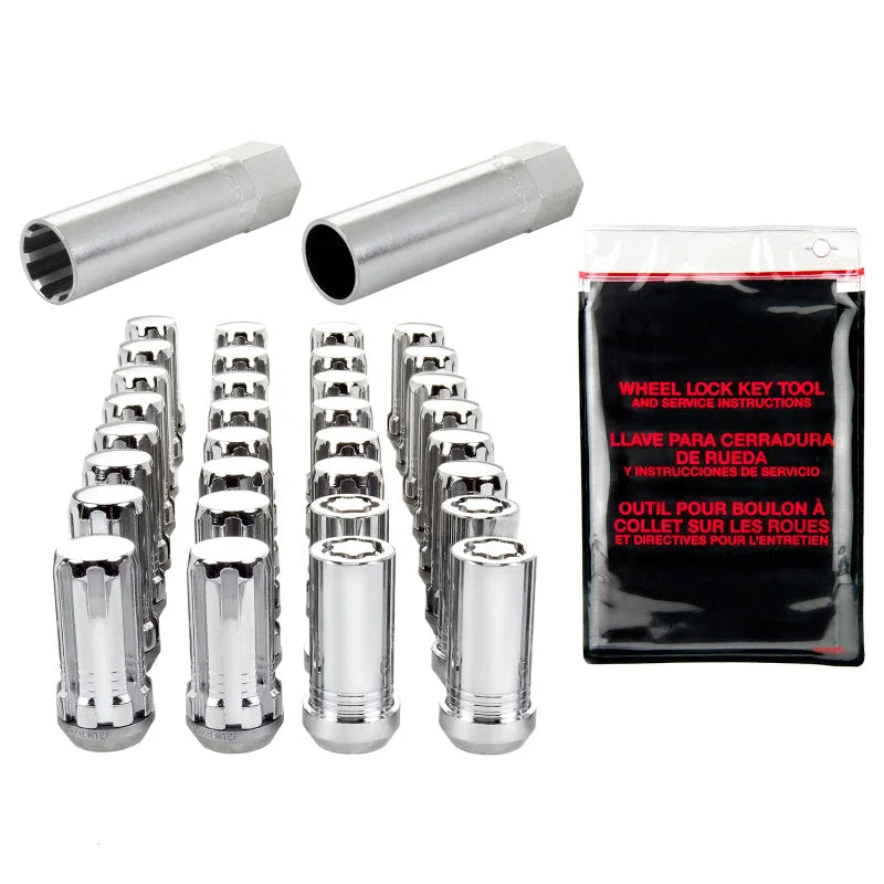 McGard SplineDrive Tuner 8 Lug Install Kit w/Locks & Tool (Cone) M14X1.5 / 1in. Hex - Chrome - Back View
