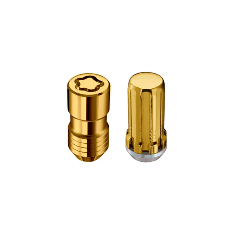 McGard SplineDrive Tuner 8 Lug Install Kit w/Locks & Tool (Cone) M14X1.5 / 1in. Hex - Gold - Back View