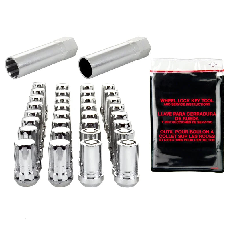 McGard SplineDrive Tuner 8 Lug Install Kit w/Locks & Tool (Cone) M14X1.5 / 22mm Hex - Chrome - Side View