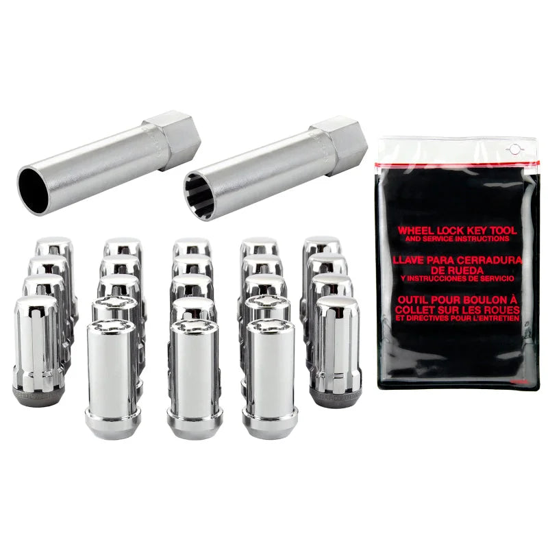 McGard SplineDrive Tuner Jeep 23pc. Kit (Cone) 1/2-20 / 13/16 Hex (18 Lug Nuts / 5 Locks) - Chrome - Side View