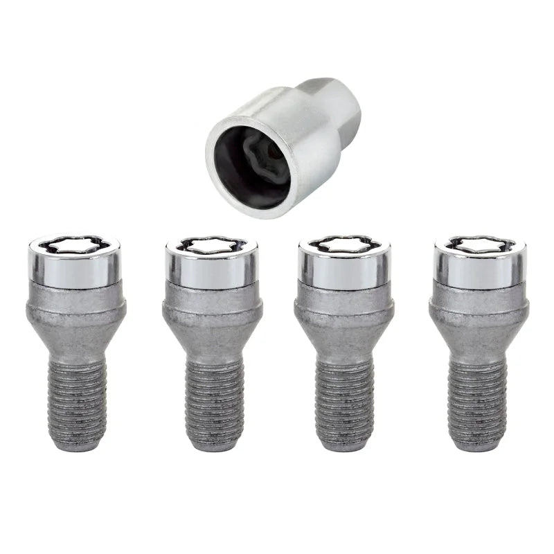 McGard Wheel Lock Bolt Set - 4pk. (Cone Seat) M12X1.5 / 17mm Hex / 22.2mm Shank Length - Chrome - Detail View