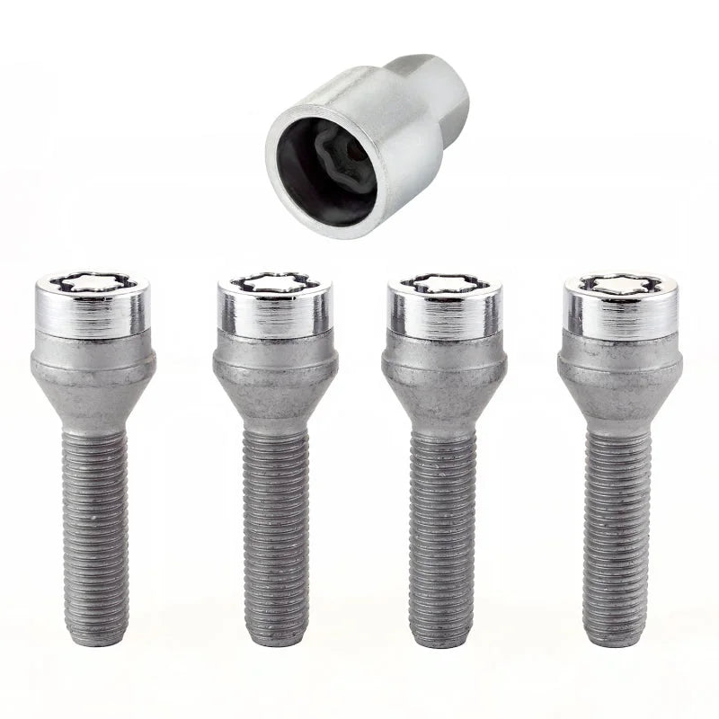McGard Wheel Lock Bolt Set - 4pk. (Cone Seat) M12X1.5 / 17mm Hex / 40.5mm Shank Length - Chrome - Back View