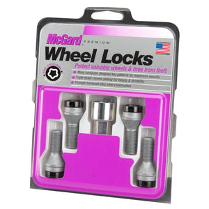 McGard Wheel Lock Bolt Set - 4pk. (Cone Seat) M14X1.25 / 17mm Hex / 27.3mm Shank Length - Black - Side View