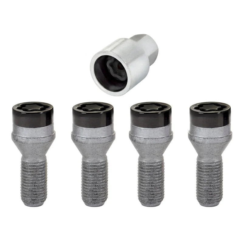 McGard Wheel Lock Bolt Set - 4pk. (Cone Seat) M14X1.25 / 17mm Hex / 27.3mm Shank Length - Black - Installation View