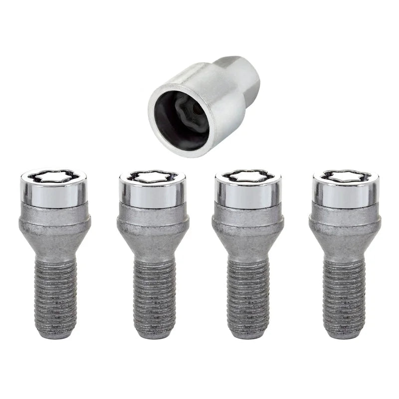 McGard Wheel Lock Bolt Set - 4pk. (Cone Seat) M14X1.5 / 17mm Hex / 27.5mm Shank Length - Chrome - Installation View
