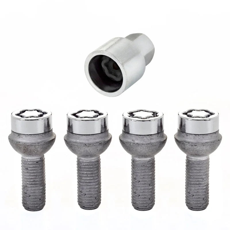 McGard Wheel Lock Bolt Set - 4pk. (Radius Seat) M12X1.5 / 17mm Hex / 27.9mm Shank Length - Chrome - Side View