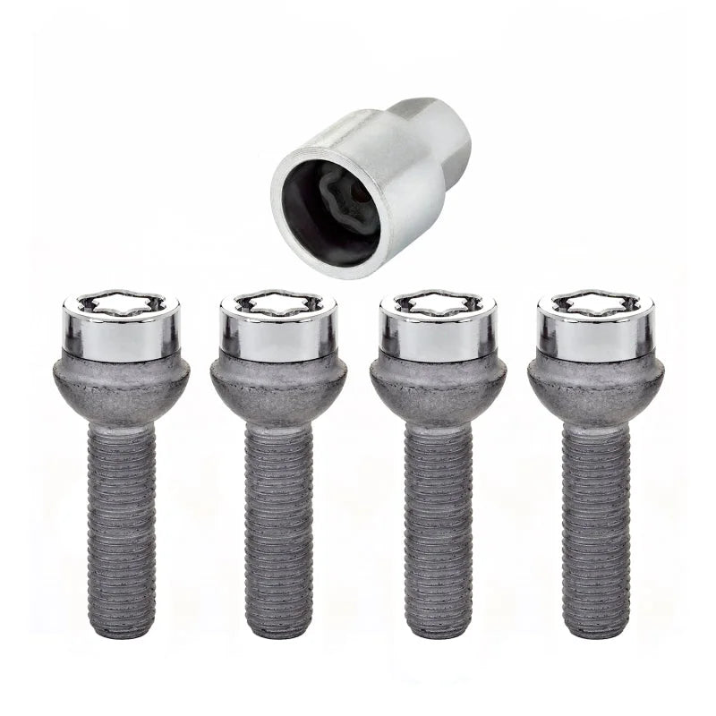 McGard Wheel Lock Bolt Set - 4pk. (Radius Seat) M12X1.5 / 17mm Hex / 39.9mm Shank Length - Chrome - Side View