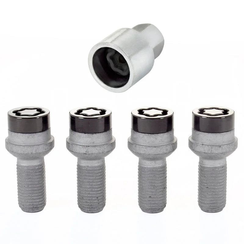 McGard Wheel Lock Bolt Set - 4pk. (Radius Seat) M14X1.5 / 17mm Hex / 26.7mm Shank Length - Black - Back View