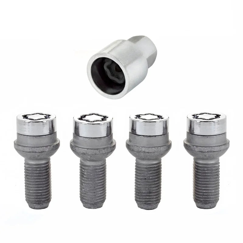 McGard Wheel Lock Bolt Set - 4pk. (Radius Seat) M14X1.5 / 17mm Hex / 27.0mm Shank Length - Chrome - Side View